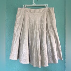 Liz Claiborne Skirt Women’s Sz 14 Beige Metallic A Line Lined 100% Linen Formal